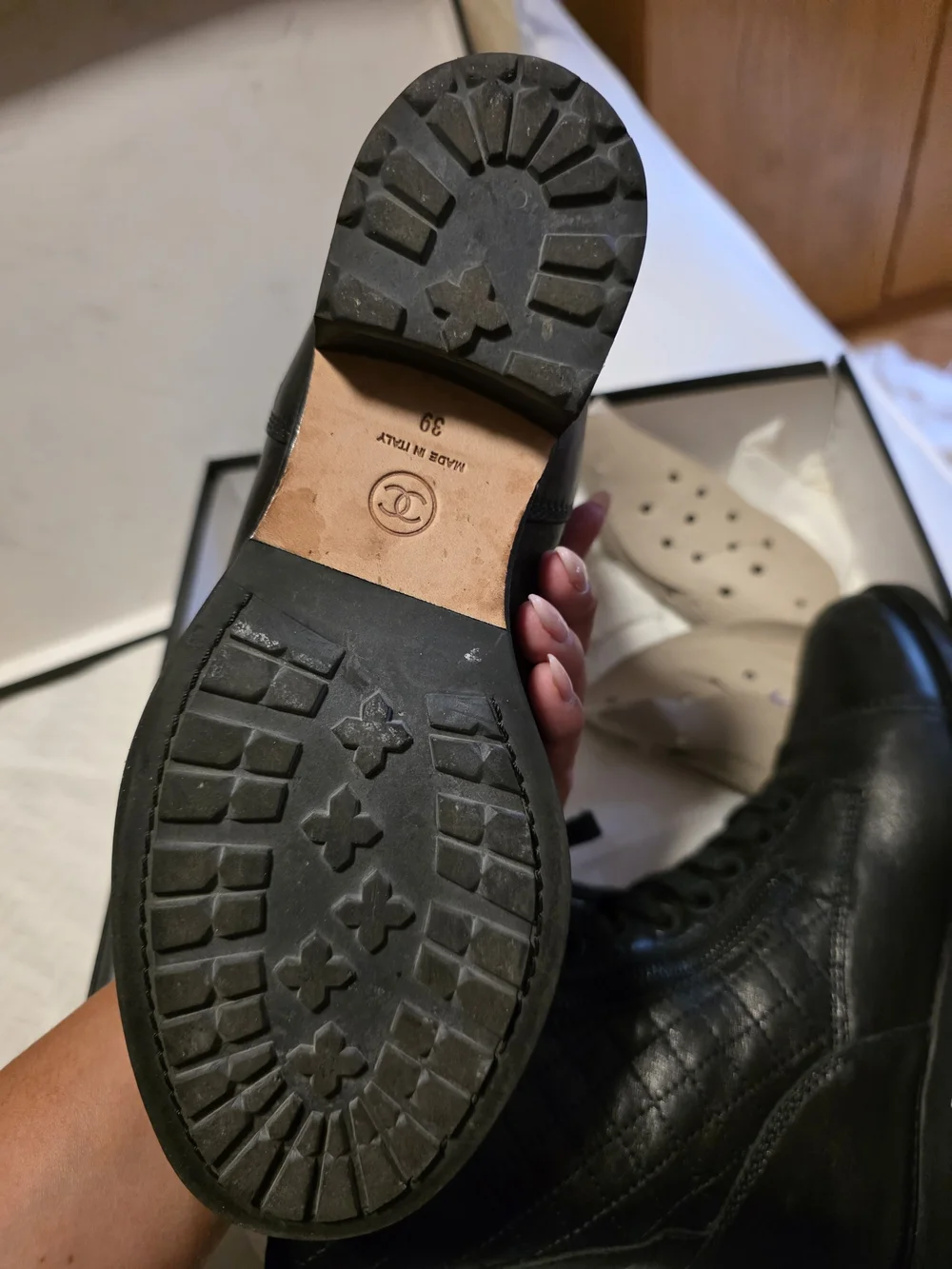 Chanel Black Lace-Up Combat Boots - Women
